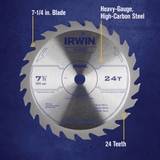 Irwin Classic Series 7-1/4 In. 24-Tooth Framing/Ripping Circular Saw Blade, Bulk