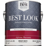 Best Look Latex Premium Paint & Primer In One Flat Enamel Interior Wall Paint, Bright White, 1 Gal.