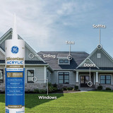 GE Siliconized Acrylic Advanced Window & Door Sealant, White, 10 Oz. Cartridge 2863841 779490