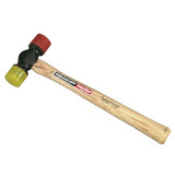 Soft Face Hammer, 12 oz Head, 1-3/8 in dia Face, 12-1/8 in OAL, Red/Yellow