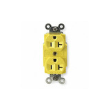 Hubbell Receptacle,Duplex,20A,5-20R,125V,Yellow HBL53CM62