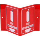 Brady V1FE15A Fire Extinguisher ""V"" Sign 2 Sided Acrylic 8""W x 6""H