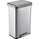 Global Industrial Stainless Steel Rectangular Step Trash Can - 12 Gallon