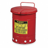 Justrite Oily Waste Can,10 Gal.,Steel,Red 09310