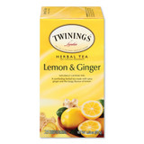 TWININGS® Tea Bags, Lemon And Ginger, 1.32 Oz Tea Bag, 25 Tea Bags/box TNA85145