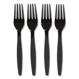 Perk™ Heavyweight Plastic Cutlery, Fork, Black, 100/pack PK56392