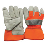 Condor Leather Gloves,White/Hi-Vis Orange,L,PR  48WT90