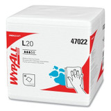 WypAll L20 Wiper, 12 in W x 12 in L, 1/4 Fold, White, 68/Pack, 12 PK/CA