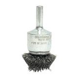 Stem-Mounted Circular Flared End Brushes, Steel, 20,000 rpm, 1 1/2" x 0.02"