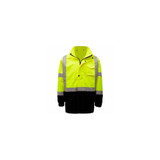 GSS Safety 6003 Class 3 Premium Hooded Rain Coat Lime with Black Bottom 4XL/5XL
