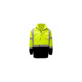 GSS Safety 6003 Class 3 Premium Hooded Rain Coat Lime with Black Bottom L/XL