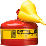 Justrite Safety Can Type I-2-1/2 Gallon Galvanized Steel with Funnel Red 7125110