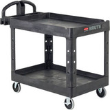 Rubbermaid&reg; Brute Heavy Duty Ergo Handle Utility Cart Lipped Shelf Black