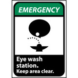 Emergency Sign 14x10 Rigid Plastic - Eye Wash Station Keep Area Clear