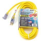 U.S. Wire 74025 25 Ft. Power-On Illuminated Plug Temp-Flex-35 Cord Yellow 300V S