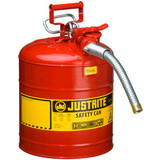 Justrite Type II AccuFlow Steel Safety Can - 5 Gallon With 1"" Metal Hose 725013