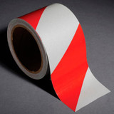 INCOM Safety Tape Reflective Striped Red/White 3""W x 30'L 1 Roll