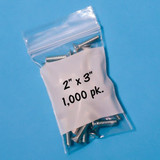 Reclosable Poly Bags W/ Write On Label 2""W x 3""L 2 Mil Clear 1000/Pack