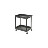 Luxor STC11 Tray Top Shelf 2 Shelf Plastic Utility Cart 24x18 4"" Casters