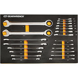 21 Pc. 72-Tooth 12 Point SAE Standard & Stubby Combination Ratcheting Wrench Set with EVA Foam Tray 86526