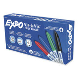 EXPO® Vis-A-Vis Wet Erase Marker, Fine Bullet Tip, Assorted, Dozen 2134347