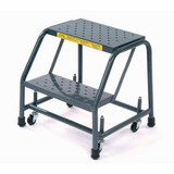 Perforated 16""W 2 Step Steel Rolling Ladder 10""D Top Step - 218P