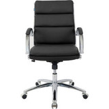 Interion Antimicrobial Bonded Leather Modern Ribbed Executive Chair Black