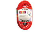 Stripes Extension Cord, 100 ft, 1 Outlet, Red/White/Blue