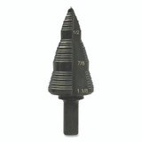 GSB Series Step Bit, 1-1/8 in, 3/16 in to 1/8 in dia Cutting, 3-Step