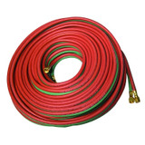 Grade T Twin-Line Welding Hose, 3/8 in, 25 ft, BB Fittings, Fuel Gases and Oxygen