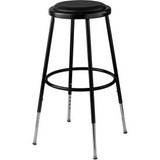 Interion Steel Shop Stool with Padded Seat - Adjustable Height 25""-33"" - Black