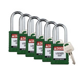 Brady Padlock,6 Pins,Green,PK6  SDPL-GRN-38ST-KD6