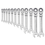 12 Piece Flex Head Ratcheting Wrench Set, SAE, 5/16 in to 1 in