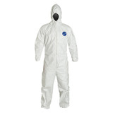 Dupont Hooded Coverall,Elastic,White,XL TY127SWHXL0025VP