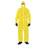 Microchem Hooded Coveralls,2XL,Yellow,PE,PK25 YY23-B-92-111-06
