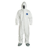 Dupont Hooded Coverall w/Boots,White,L,PK25 TY122SWHLG0025NF