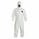 Dupont Hooded Coverall,Elastic,White,XL,PK25 TY127SWHXL0025NF