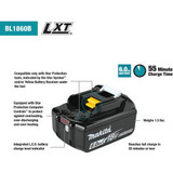 Makita LXT Power Tool Battery 6.0Ah Lithium-Ion 18V 55 Min Charge Time