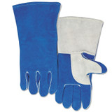 Quality Welding Gloves, Split Cowhide, Large, Blue