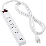 Global Industrial Surge Protected Power Strip W/USB Ports 5+1 Outlets 15A900 Jou