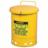 Justrite Oily Waste Can,10 Gal.,Steel,Yellow  09311