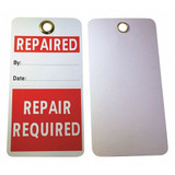 Manufacturer Varies Repair Tag,5-3/4 x 3 In,R/Wht,PK25 3XDP3