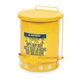 Justrite Oily Waste Can,6 Gal.,Steel,Yellow 09101