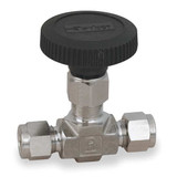 Parker Needle Valve,Straight,316 SS,3/8 In. 6A-V6LK-SS