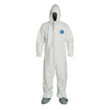 Dupont Hooded Coveralls,4XL,Wht,Tyvek 400,PK25 TY122SWH4X002500