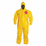 Dupont Hooded Coveralls,L,Ylw,Tychem 2000,PK12 QC127BYLLG001200
