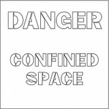 Electromark Floor Stencil,Danger Confined Space,Poly  Y623757