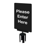 Tensabarrier Acrylic Sign,Black,Please Enter Here S01-P-33-7X11-V-HDSB-1701-33