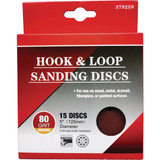 5 In. 80-Grit 8-Hole Pattern Vented Sanding Disc with Hook & Loop Backing (15-Pack)