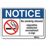 Lyle Rflctv No Smoking Note Sign,10x14in,Alum LCU5-0025-RA_14x10